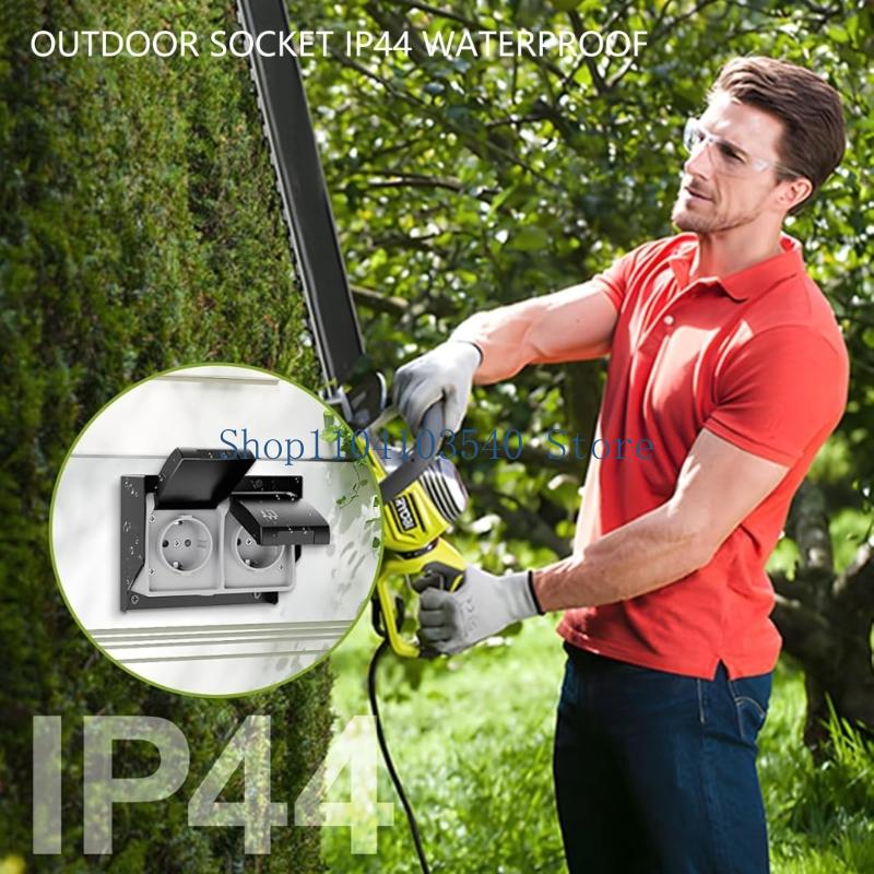 02DC 2 Gang Waterproof Outlet  - Outdoor Power Socket Cover ulasan dan harga